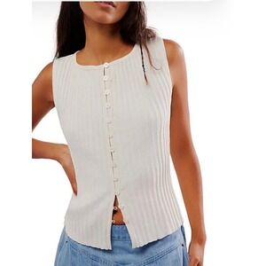 Free People Tilly Ribbed Button Down Tank Top